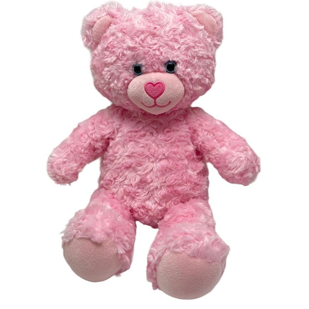 Build A Bear BAB Teddy Plush 16" Pink Heart Nose Stuffed Animal Valentines Day